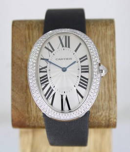 CARTIER BAIGNOIRE 18K WHITE GOLD 44MM X 32MM DIAMOND BEZEL WATCH WB520009: CARTIER BAIGNOIRE 18K WHITE GOLD 44MM X 32MM DIAMOND BEZEL WATCH WB520009 CARTIER BAIGNOIRE 18K WHITE GOLD 44MM X 32MM DIAMOND BEZEL WATCH WB520009 Description Cartier Baignoire 18k White Gold 32mm x