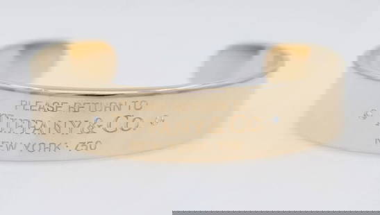 TIFFANY & CO. 18K ROSE GOLD RETURN TO TIFFANY 11MM DIAMOND CUFF BRACELET: TIFFANY & CO. 18K ROSE GOLD RETURN TO TIFFANY 11MM DIAMOND CUFF BRACELET TIFFANY & CO. 18K ROSE GOLD RETURN TO TIFFANY 11MM DIAMOND CUFF BRACELET Description Vintage Tiffany & Co. 18k Rose Gold