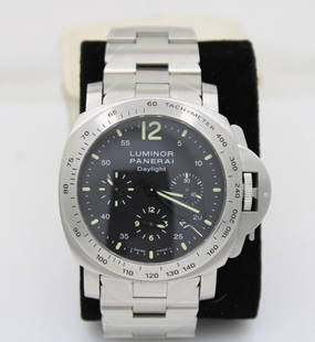 LUMINOR PANERAI DAYLIGHT 44MM BLACK CHRONOGRAPH DATE WATCH W/ BOX PAM00250: LUMINOR PANERAI DAYLIGHT 44MM BLACK CHRONOGRAPH DATE WATCH W/ BOX PAM00250 LUMINOR PANERAI DAYLIGHT 44MM BLACK CHRONOGRAPH DATE WATCH W/ BOX PAM00250 Description Luminor Panerai Daylight Firenze 44mm