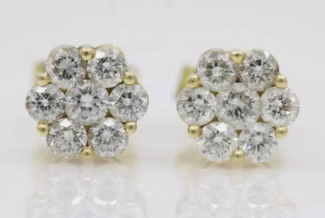 ICEBOX 18K YELLOW GOLD 1.5 TCW NATURAL DIAMOND FLOWER CLUSTER STUD EARRINGS: ICEBOX 18K YELLOW GOLD 1.5 TCW NATURAL DIAMOND FLOWER CLUSTER STUD EARRINGS ICEBOX 18K YELLOW GOLD 1.5 TCW NATURAL DIAMOND FLOWER CLUSTER STUD EARRINGS Description Icebox 18K Yellow Gold 1.5 TCW Natur