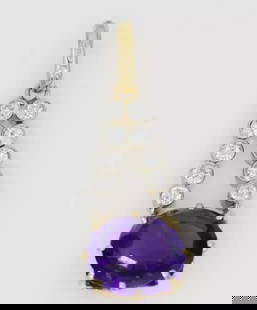 RARE VINTAGE TIFFANY & CO 18K YELLOW GOLD AMETHYST & DIAMOND PENDANT 4.2 GRAMS: RARE VINTAGE TIFFANY & CO 18K YELLOW GOLD AMETHYST & DIAMOND PENDANT 4.2 GRAMS RARE VINTAGE TIFFANY & CO 18K YELLOW GOLD AMETHYST & DIAMOND PENDANT 4.2 GRAMS Description Rare Vintage Tiffany & Co 18k