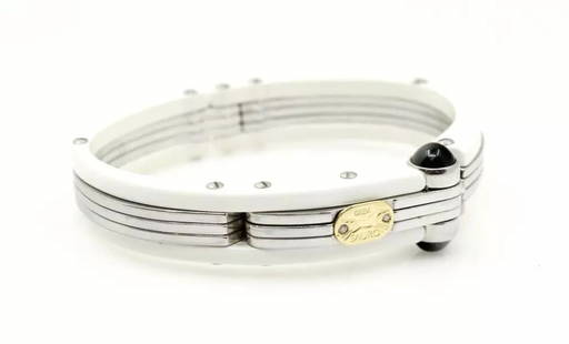 SAURO BREV WHITE & STEEL 18K GOLD DIAMOND TAG MEN'S LUXURY BRACELET: SAURO BREV WHITE & STEEL 18K GOLD DIAMOND TAG MEN'S LUXURY BRACELET SAURO BREV WHITE & STEEL 18K GOLD DIAMOND TAG MEN'S LUXURY BRACELET Description Sauro Brev White Stainless Steel 18K Gold Tag Design