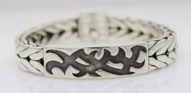 JOHN HARDY STERLING SILVER DAYAK TRIBAL ID MEN'S BRACELET 7.5" ~ 103.8 GR: JOHN HARDY STERLING SILVER DAYAK TRIBAL ID MEN'S BRACELET 7.5" ~ 103.8 GR JOHN HARDY STERLING SILVER DAYAK TRIBAL ID MEN'S BRACELET 7.5" ~ 103.8 GR Description John Hardy Sterling Silver Dayak Tribal