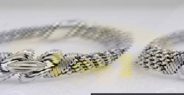 LAGOS STERLING SILVER & 18K GOLD 9MM CAVIAR DERBY BUCKLE BRACELET 8": LAGOS STERLING SILVER & 18K GOLD 9MM CAVIAR DERBY BUCKLE BRACELET 8" LAGOS STERLING SILVER & 18K GOLD 9MM CAVIAR DERBY BUCKLE BRACELET 8" Description Lagos Sterling Silver & 18k Gold 9mm Caviar Derby