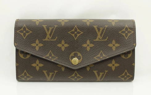 AUTHENTIC LOUIS VUITTON SARAH 7.5" BROWN MONOGRAM LEATHER WALLET W/ BOX & POUCH: AUTHENTIC LOUIS VUITTON SARAH 7.5" BROWN MONOGRAM LEATHER WALLET W/ BOX & POUCH AUTHENTIC LOUIS VUITTON SARAH 7.5" BROWN MONOGRAM LEATHER WALLET W/ BOX & POUCH Description Authentic Louis Vuitton Sara