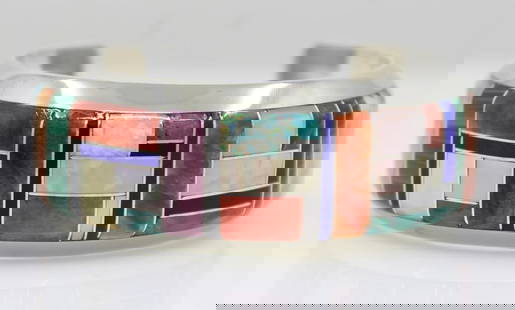 BEN BOYD NAVAJO STERLING SILVER MULTICOLOR STONE INLAY CUFF BRACELET 6.5": BEN BOYD NAVAJO STERLING SILVER MULTICOLOR STONE INLAY CUFF BRACELET 6.5" BEN BOYD NAVAJO STERLING SILVER MULTICOLOR STONE INLAY CUFF BRACELET 6.5" Description Vintage Navajo Sterling Silver Multicolo