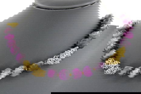 VINTAGE MIRIAM HASKELL SIGNED GOLD TONE PURPLE GRIPIOX GLASS 30" NECKLACE: VINTAGE MIRIAM HASKELL SIGNED GOLD TONE PURPLE GRIPIOX GLASS 30" NECKLACE VINTAGE MIRIAM HASKELL SIGNED GOLD TONE PURPLE GRIPIOX GLASS 30" NECKLACE Description Vintage Miriam Haskell Signed Gold Tone