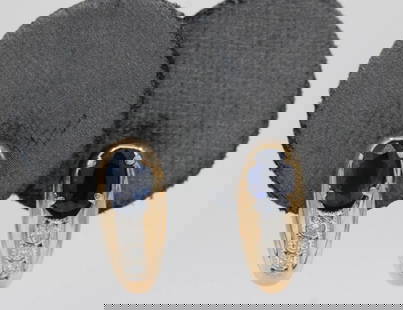 DESIGNER 14K ROSE GOLD SAPPHIRE & DIAMOND OMEGA BACK EARRINGS 3.6 GRAMS: DESIGNER 14K ROSE GOLD SAPPHIRE & DIAMOND OMEGA BACK EARRINGS 3.6 GRAMS DESIGNER 14K ROSE GOLD SAPPHIRE & DIAMOND OMEGA BACK EARRINGS 3.6 GRAMS Description Designer 14K Rose Gold Sapphire & Diamond Om