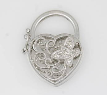 SAMUEL BENHAM BJC 14K WHITE GOLD DIAMOND PADLOCK BUTTERFLY PENDANT 3.5 GRAMS: SAMUEL BENHAM BJC 14K WHITE GOLD DIAMOND PADLOCK BUTTERFLY PENDANT 3.5 GRAMS SAMUEL BENHAM BJC 14K WHITE GOLD DIAMOND PADLOCK BUTTERFLY PENDANT 3.5 GRAMS Description Samuel Benham BJC 14K White Gold