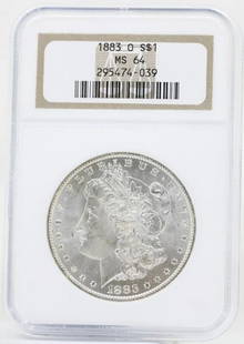 1883 O MORGAN SILVER DOLLAR NGC MS-64 OLD NGC HOLDER: 1883 O MORGAN SILVER DOLLAR NGC MS-64 OLD NGC HOLDER 1883 O MORGAN SILVER DOLLAR NGC MS-64 OLD NGC HOLDER Description 1883 O Morgan Silver Dollar NGC MS-64 Old NGC Holder Coins has been graded as a MS