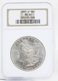 1883 O MORGAN SILVER DOLLAR NGC MS-64 OLD NGC HOLDER: 1883 O MORGAN SILVER DOLLAR NGC MS-64 OLD NGC HOLDER 1883 O MORGAN SILVER DOLLAR NGC MS-64 OLD NGC HOLDER Description 1883 O Morgan Silver Dollar NGC MS-64 Old NGC Holder Coins has been graded as a MS