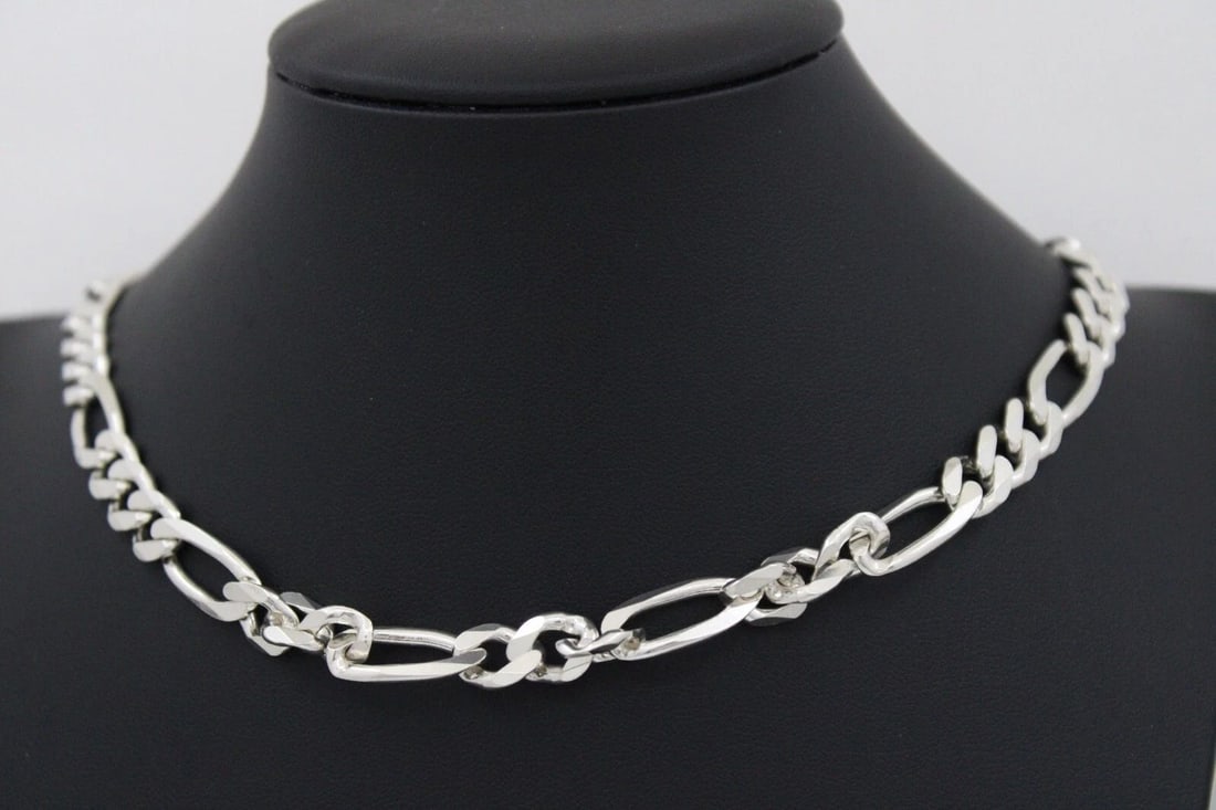 STERLING SILVER ITALY 8.5MM FIGARO LINK CHAIN 24" NECKLACE 57.4G (1 of 2)