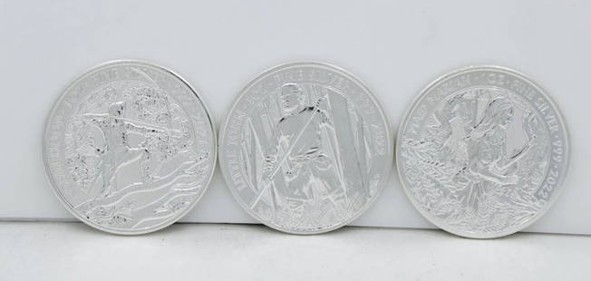 ELIZABETH II ROBIN HOOD, LITTLE JOHN, MAID MARIAN, 1 OZ .999 SILVER SET OF COINS: ELIZABETH II ROBIN HOOD, LITTLE JOHN, MAID MARIAN, 1 OZ .999 SILVER SET OF COINS ELIZABETH II ROBIN HOOD, LITTLE JOHN, MAID MARIAN, 1 OZ .999 SILVER SET OF COINS Description 2 Pounds Elizabeth II Robi