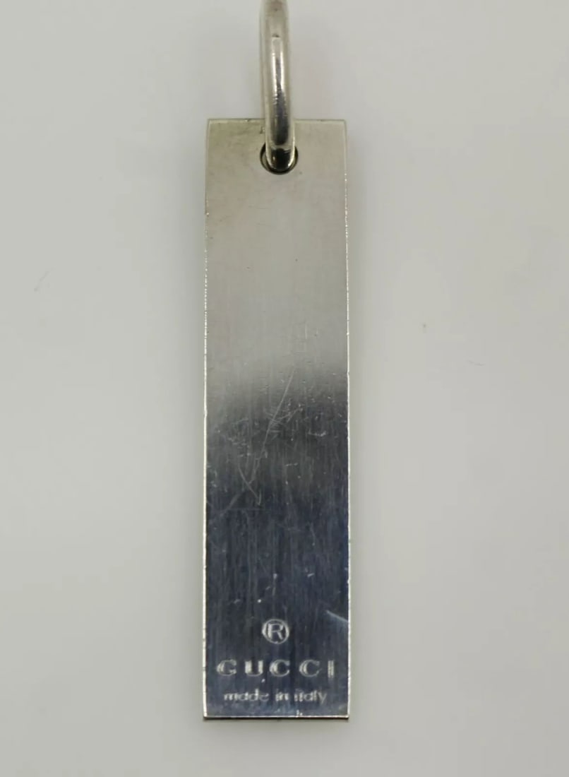VINTAGE GUCCI ITALY STERLING SILVER RECTANGLE BAR TAG PLATE PENDANT (1 of 2)