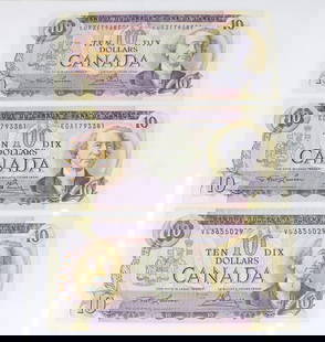 1971 CANADIAN 10 DOLLAR BILL UNCIRCULATED SET OF 3  LAWSON/BOUEY: 1971 CANADIAN 10 DOLLAR BILL UNCIRCULATED SET OF 3 LAWSON/BOUEY 1971 CANADIAN 10 DOLLAR BILL UNCIRCULATED SET OF 3 LAWSON/BOUEY Description 1971 CANADIAN 10 DOLLAR BILL UNCIRCULATED SET OF 3 LAWSON/BO