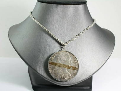 1780 AUSTRIA MARIA THERESA SILVER THALER PENDANT W/ 20" STERLING NECKLACE COIN: 1780 AUSTRIA MARIA THERESA SILVER THALER PENDANT W/ 20" STERLING NECKLACE COIN 1780 AUSTRIA MARIA THERESA SILVER THALER PENDANT W/ 20" STERLING NECKLACE COIN Description 1780 Austria Maria Theresa Sil