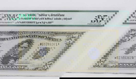 $5 1934C SILVER CERTIFICATE 35 EPQ CHOICE VERY FINE S/N M61789367A PP K BP 1568: $5 1934C SILVER CERTIFICATE 35 EPQ CHOICE VERY FINE S/N M61789367A PP K BP 1568 $5 1934C SILVER CERTIFICATE 35 EPQ CHOICE VERY FINE S/N M61789367A PP K BP 1568 Description $5 1934C Silver Certificate