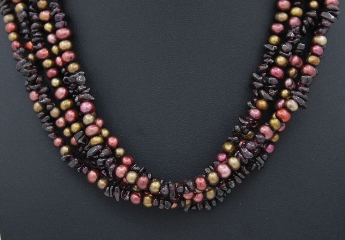 DTR JAY KING STERLING SILVER 5 STRAND PEARL PURPLE BEADED NECKLACE - 21 (1 of 2)