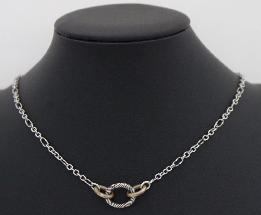 JAMES AVERY STERLING SILVER W/ BRONZE OVAL LINKS 18" NECKLACE 9.4 GRAMS (1 of 2)