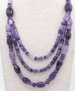 JAY KING DTR STERLING SILVER 3 STRAND AMETHYST BEADED 20" ADJUSTABLE NECKLACE: JAY KING DTR STERLING SILVER 3 STRAND AMETHYST BEADED 20" ADJUSTABLE NECKLACE JAY KING DTR STERLING SILVER 3 STRAND AMETHYST BEADED 20" ADJUSTABLE NECKLACE Description Jay King DTR Sterling Silver 3