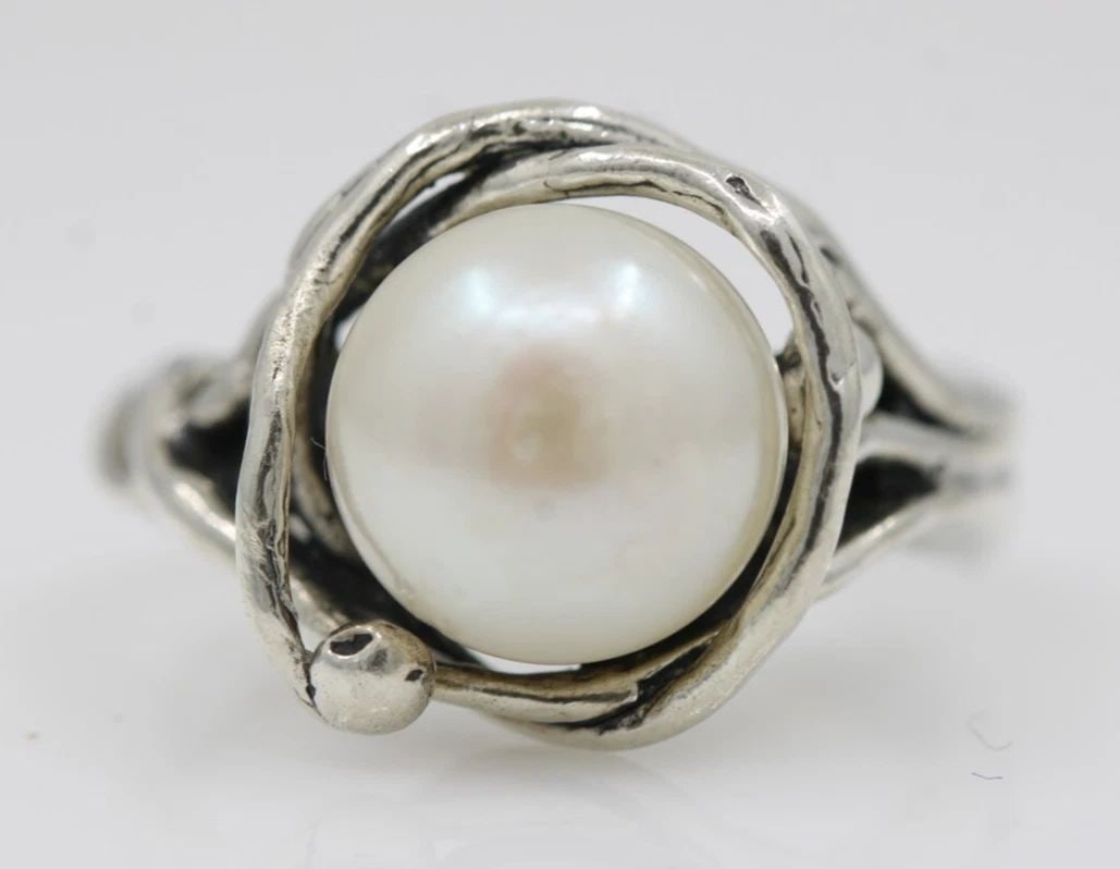 NOA ZUMAN DESIGNER STERLING SILVER PEARL SWIRL RING SIZE 8 – 6.2 GRAMS (1 of 2)