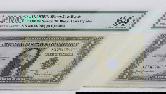 $1 1935D SILVER CERTIFICATE 64 EPQ CHOICE UNCIRCULATED X25427069F PP E BP 5065: $1 1935D SILVER CERTIFICATE 64 EPQ CHOICE UNCIRCULATED X25427069F PP E BP 5065 $1 1935D SILVER CERTIFICATE 64 EPQ CHOICE UNCIRCULATED X25427069F PP E BP 5065 Description $1 1935D Silver Certificate No