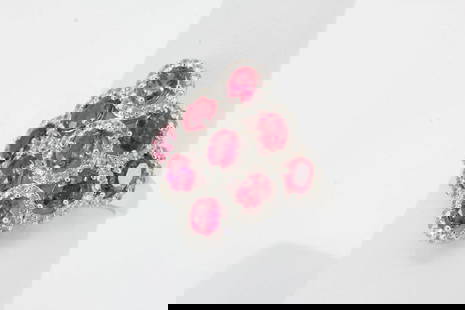 JS 925 STERLING CHINA PINK SPINEL W/ CUBIC ZIRCONIA MULTI HALO RING SIZE 7: JS 925 STERLING CHINA PINK SPINEL W/ CUBIC ZIRCONIA MULTI HALO RING SIZE 7 Description JS 925 Sterling China Pink Spinel w/ Cubic Zirconia Multi Halo Ring Kite Design Shape Item is in great