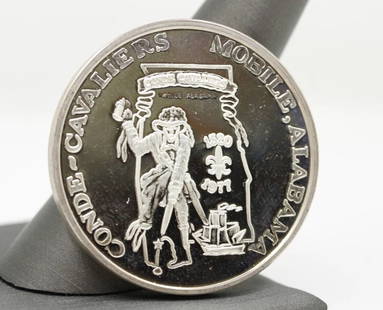 1992 1 OZ .999 FINE SILVER ROUND WORLD EXPLORES CONDE CAVALIERS MOBILE, AL: 1992 1 OZ .999 FINE SILVER ROUND WORLD EXPLORES CONDE CAVALIERS MOBILE, AL Description 1992 1 oz .999 Fine Silver Round World Explores Conde Cavaliers Mobile, AL The silver round is in good