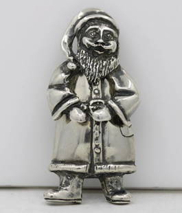 HOB MEXICO STERLING SILVER SANTA CLAUSE 2.25" MOVABLE BROOCH PIN 19.3 GR: HOB MEXICO STERLING SILVER SANTA CLAUSE 2.25" MOVABLE BROOCH PIN 19.3 GR Description HOB Mexico Sterling Silver Santa Clause 2.25" Movable Brooch Pin Nice detailed moving designer brooch in great