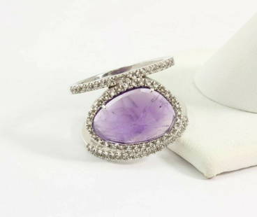 JCM JACMEL MAURITIUS STERLING SILVER AMETHYST RING W/ WHITE TOPAZ TRIM SZ 8: JCM JACMEL MAURITIUS STERLING SILVER AMETHYST RING W/ WHITE TOPAZ TRIM SZ 8 Description JCM Jacmel Mauritius Sterling Silver Amethyst Ring w/ White Topaz Trim Scuff marks on the band Item is in good c