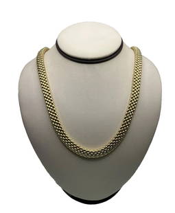ITALIAN 18K CHAIN LINK NECKLACE BY FOPE 21.5" 80.7 GRAMS: ITALIAN 18K CHAIN LINK NECKLACE BY FOPE 21.5" 80.7 GRAMS Crafted by the renowned brand Fope, this Italian 18K yellow gold necklace exudes luxury and sophistication. The piece features a unique chain