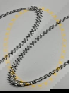 ROBERTO COIN 18K YELLOW GOLD DIAMOND NECKLACE 74.4 G: ROBERTO COIN 18K YELLOW GOLD DIAMOND NECKLACE 74.4 G Elevate your jewelry collection with this stunning Roberto Coin necklace. Crafted in Italy from 18k yellow gold, this station-style necklace