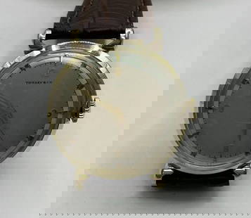 HAMILTON TIFFANY & CO. 14K YELLOW GOLD WATCH: HAMILTON TIFFANY & CO. 14K YELLOW GOLD WATCH Hamilton Tiffany & Co. 14K Yellow Gold Watch. Approximate weight is 30.7 gBrown Leather StrapDiameter 31mmBand width 20mm