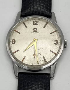 VINTAGE OMEGA SEAMASTER SUB SECOND WINDING WATCH: VINTAGE OMEGA SEAMASTER SUB SECOND WINDING WATCH Omega Seamaster Sub Second Winding Watch Has a black leather strap which is on the watch, but it is not the original band. 
