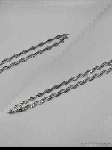 32" BOX CHAIN STERLING SILVER NECKLACE 41.4 GRAMS: 32" BOX CHAIN STERLING SILVER NECKLACE 41.4 GRAMS This stunning necklace is made of high-quality sterling silver and features a beautiful box chain design. The piece measures 32 inches in length and a