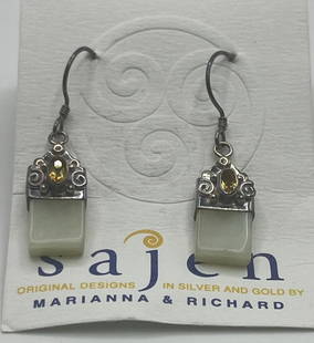 SAJEN STERLING SILVER & MOONSTONE DROP EARRINGS: SAJEN STERLING SILVER & MOONSTONE DROP EARRINGS Elevate your style with these stunning Sajen drop earrings. Crafted from high-quality 925 sterling silver, these earrings are the perfect addition to