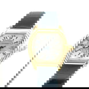 CARTIER ROADSTER SANTOS MEN'S WATCH AUTOMATIC 18K GOLD LEATHER BAND REF.2524: CARTIER ROADSTER SANTOS MEN'S WATCH AUTOMATIC 18K GOLD LEATHER BAND REF.2524 This is a fabulous authentic men's wristwatch by Cartier from the Roadster Collection. The case is crafted from 18k yellow