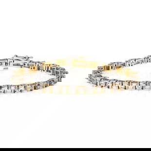 14K TWO TONE GOLD 5.62CT DIAMOND FANCY LINK BRACELET: 14K TWO TONE GOLD 5.62CT DIAMOND FANCY LINK BRACELET 14k Two Tone Gold 5.62ct Diamond Fancy Link Bracelet LIQUIDATION! Description This is an elegant diamond bracelet, it is crafted from 14k yellow