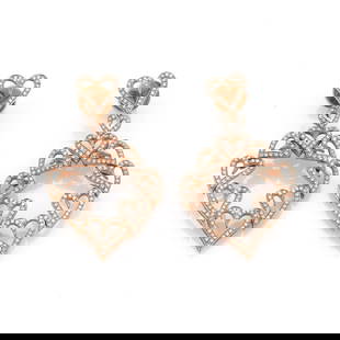 ESTATE 3 CARATS DIAMOND 18K ROSE GOLD HEARTS DROP DANGLE EARRINGS LIQUIDATION!: ESTATE 3 CARATS DIAMOND 18K ROSE GOLD HEARTS DROP DANGLE EARRINGS LIQUIDATION! Estate 3 Carats Diamond 18k Rose Gold Hearts Drop Dangle Earrings Liquidation! Description This is a beautiful pair of