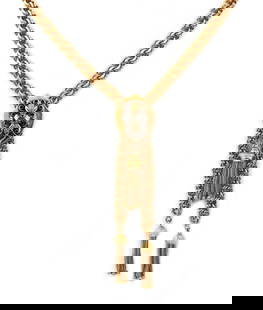 VINTAGE DIAMOND 14K GOLD TASSEL SLIDE PENDANT NECKLACE 79.8GR LIQUIDATION: VINTAGE DIAMOND 14K GOLD TASSEL SLIDE PENDANT NECKLACE 79.8GR LIQUIDATION Vintage Diamond 14k Gold Tassel Slide Pendant Necklace 79.8gr LIQUIDATION Description This beautiful vintage slide pendant
