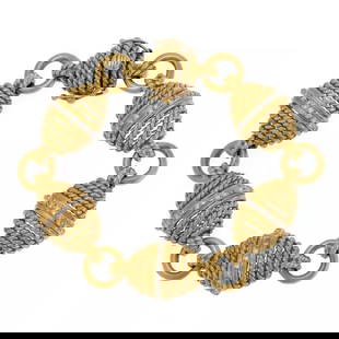 DIAMOND BRACELET 18K YELLOW GOLD CABLE WIRE FANCY LINK: DIAMOND BRACELET 18K YELLOW GOLD CABLE WIRE FANCY LINK Cassis Diamond 18k Yellow Gold Cable Wire Fancy Link Bracelet LIQUIDATION Description This beautiful designer bracelet is signed from the Cassis