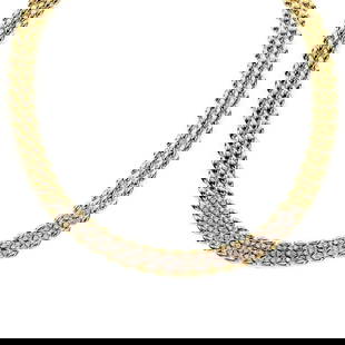 DIAMOND 14K $13K GOLD NECKLACE GENTIANE RICE LINK FROM ESTATE: DIAMOND 14K $13K GOLD NECKLACE GENTIANE RICE LINK FROM ESTATE Estate Diamond 14k &13k Gold Gentiane Rice Link Collar Necklace LIQUIDATION Description This lovely Estate collar necklace is crafted
