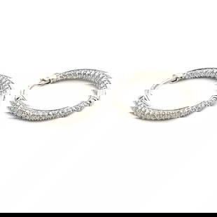 TIFFANY & CO INSIDE OUT DIAMONDS 18K WHITE GOLD SMALL HOOP EARRINGS: TIFFANY & CO INSIDE OUT DIAMONDS 18K WHITE GOLD SMALL HOOP EARRINGS These elegant earrings are from Tiffany & Co, they are well crafted from 18k white gold in a fine polished finish. The front half an