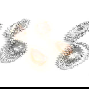 MORGANITE GOLD EARRINGS DIAMOND 2.50CT 18K TWO TONE GOLD DANGLE PEAR SHAPE: MORGANITE GOLD EARRINGS DIAMOND 2.50CT 18K TWO TONE GOLD DANGLE PEAR SHAPE These earrings are just stunning! They are crafted from 18k white gold with yellow gold accent featuring a white gold oval ha