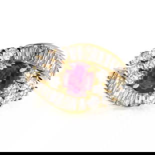 18K YELLOW GOLD 2.64CT DIAMOND & RUBY COCKTAIL RING: 18K YELLOW GOLD 2.64CT DIAMOND & RUBY COCKTAIL RING 18k Yellow Gold 2.64ct Diamond & Ruby Cocktail Ring Description This elegant cocktail ring is crafted from 18k yellow gold featuring an oval shape r