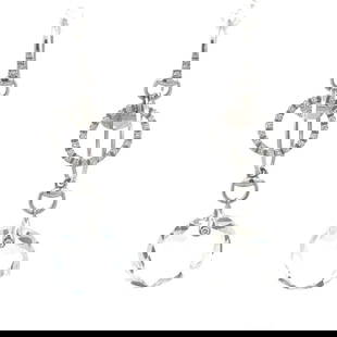 GUCCI DIAMOND GOLD EARRINGS 18K WHITE HORSEBIT HOOP DANGLE STYLE: GUCCI DIAMOND GOLD EARRINGS 18K WHITE HORSEBIT HOOP DANGLE STYLE Chic and authentic from Gucci, these beautiful earrings are crafted from 18k white gold featuring wire hook top and a horsebit bail wit