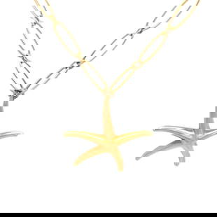 TIFFANY & CO. PERETTI STARFISH GOLD NECKLACE 18K YELLOW OVAL LINK CHAIN: TIFFANY & CO. PERETTI STARFISH GOLD NECKLACE 18K YELLOW OVAL LINK CHAIN This is a lovely authentic necklace from Tiffany & Co. by designer Elsa Peretti from her Starfish Collection. It is crafted from