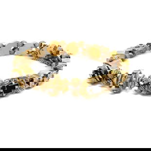 VINTAGE MULTICOLOR GEMS ENAMEL 14K YELLOW GOLD 11 SLIDE CHARMS BRACELET: VINTAGE MULTICOLOR GEMS ENAMEL 14K YELLOW GOLD 11 SLIDE CHARMS BRACELET This is beautiful vintage slide charm bracelet, it is crafted from 14k yellow gold featuring 11 assorted shape and size slide ch