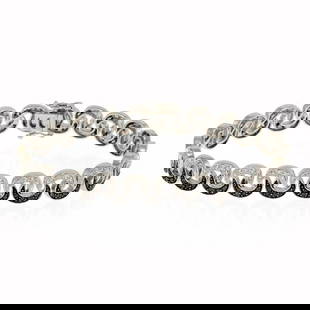 CURLED LINK 14K WHITE GOLD 1.80CT BLACK WHITE DIAMOND BRACELET LIQUIDATION: CURLED LINK 14K WHITE GOLD 1.80CT BLACK WHITE DIAMOND BRACELET LIQUIDATION Curled Link 14k White Gold 1.80ct Black White Diamond Bracelet LIQUIDATION Description This lovely 14k white gold bracelet