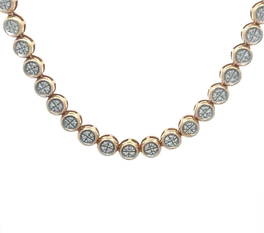 DIAMOND ROSE GOLD TENNIS NECKLACE CLUSTER SET DIAMOND ROUND LINKS (1 of 2)